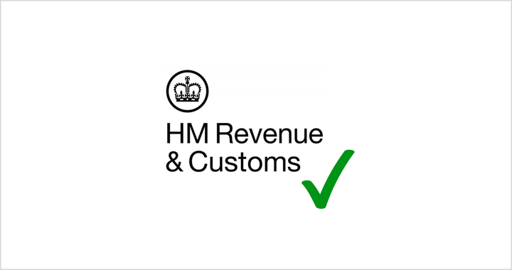Hmrc logo with a green tick symbolising compliance with Hmrc guidance